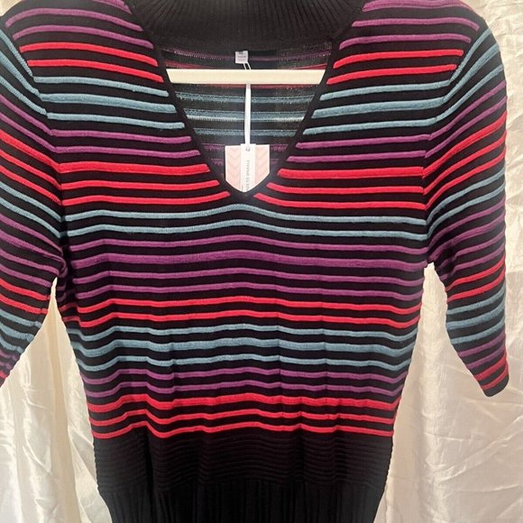 Candie's Womens Juniors Striped Choker Gigi Skater Sweater Dress Black Size XL - Picture 4 of 11